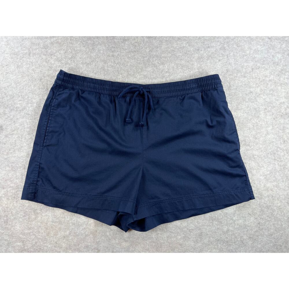 Lou & Grey LOFT Navy Blue Sateen Drawstring Pull On Shorts Women's Size XXL